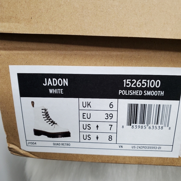 NWT DR MARTENS Jadon White Leather 8-Eye Platform Boots Shoes Size 8 - Picture 10 of 10